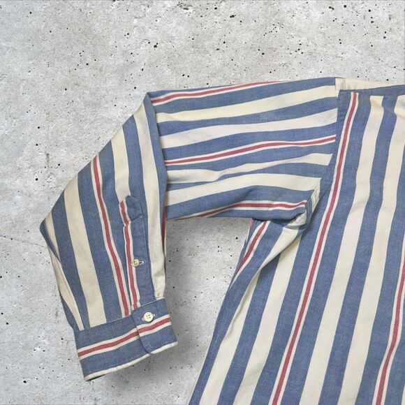 Vtg Ralph Lauren Oxford Shirt Mens L Striped Button Down Blue Red Flesh Pony - Picture 3 of 12